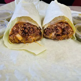 #3 breakfast burrito chorizo and eggs $6.99