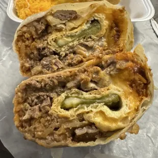 Inside of the Chile Bandido Burrito. Pretty tasty