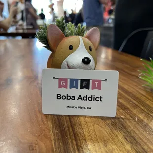 a dog with a name tag