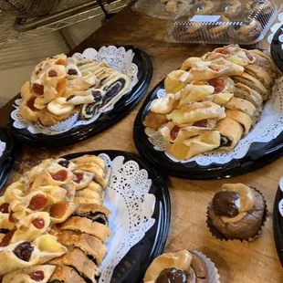 Walnut strudels, kolachi, brownies, holiday trays.