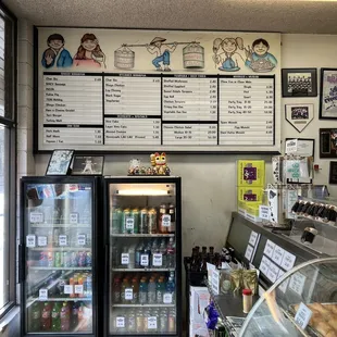 the menu of the store