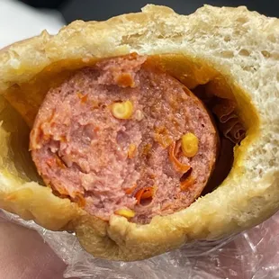 4/2024 Spicy Sausage Baked Manapua inside