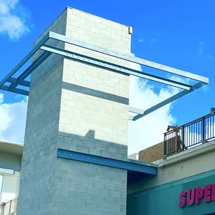 Ooh La La! Adding the support beams for the new elevators they're installing.