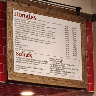 Hoagies/Salads Menu above counter.