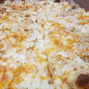 Pierogie Pizza is very filling but the best way to end a Pittsburgh trip with the family !