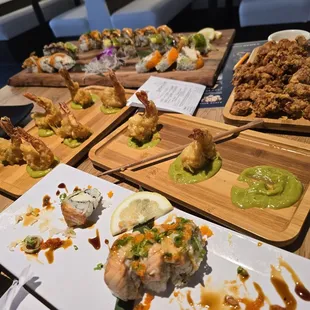 Jalapeño Shrimp, Baked Salmon, Karaage, Black Dragon,  Spider Roll, and Tiger Roll.  And That's Just Round #1!