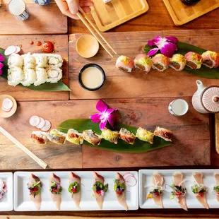 interior, sushi and sashimi