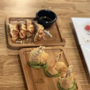 Jalapeño shrimp and Gyoza