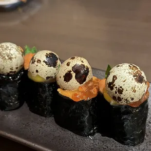 Quail eggs sea urchins