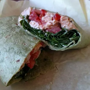 Chicken and hummus wrap