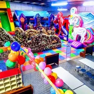 Ariel view of bouncers and some of the party area