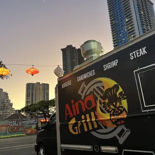 a food truck parked in a parking lot