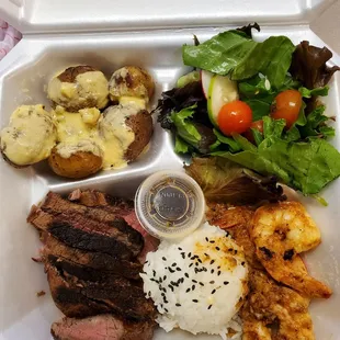Shrimp and steak plate