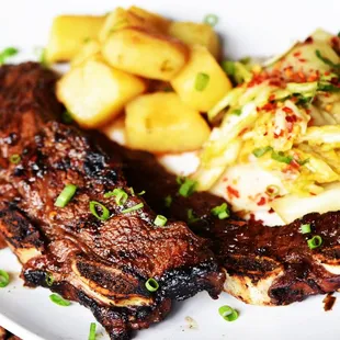 Kalbi BBQ Ribs with Kimchi &amp; Roasted Sweet Potato w/ Gluten Free Teriyaki