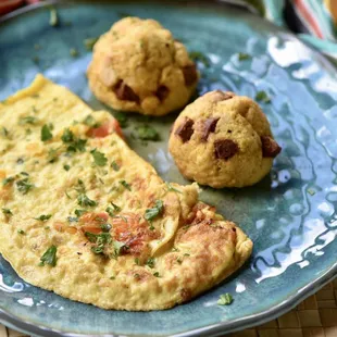 Mixed Veggies Omelette with Plantain Bolon
