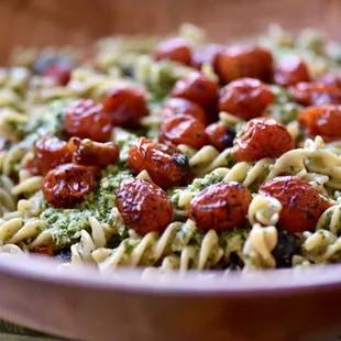 Gluten Free Pesto Salad with Grilled Cherry Tomatoes
