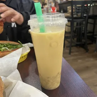 Jasmine Green Tea with crystal boba and lychee