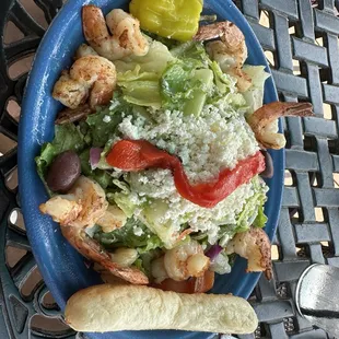 Caesar salad with shrimp