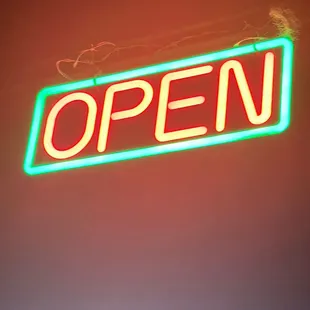 a neon open sign