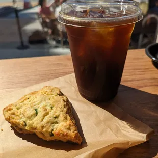 jalapeño cheddar scone &amp; cold brew