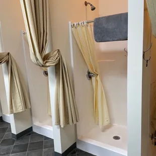 Here is a peak at the women's restrooms. They get cleaned daily.