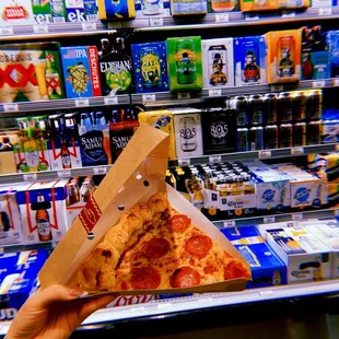 A perfect slice of pepperoni pizza + a variety of beer &amp; wine selections