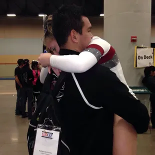 Coach Rod helping my child... She wasn't feeling well and she just competed and he was their to help her and didn't hesitate!