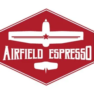 a red hexagon with the words airfield espresso