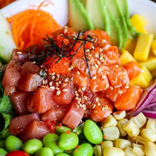 a close up of a bowl of food