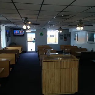 the inside of a restaurant