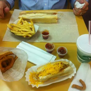 Dogs, fries, rings