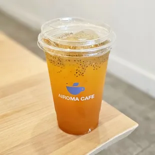 Free birthday drink redeemed with proof of ID - Mango green tea with chia seeds