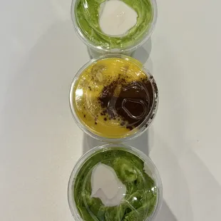 Top view: Matcha Einspanner &amp; Egg Coffee