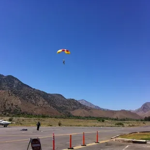 Skydivers at the airport