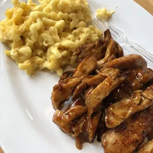 Homemade Mac and Cheese with BBQ chicken