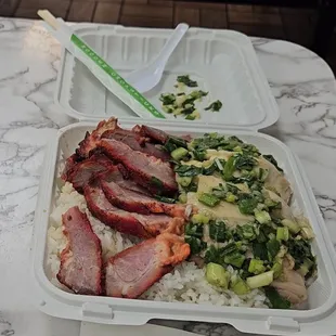 Ginger Chicken &amp; Char Siu with Rice Plate