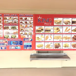a menu on the wall