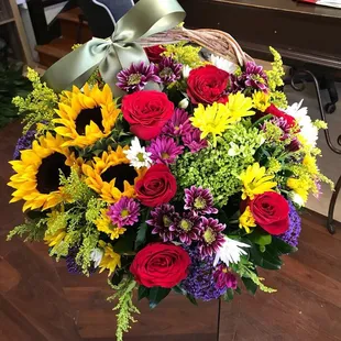 Spring sunflowers and Roses