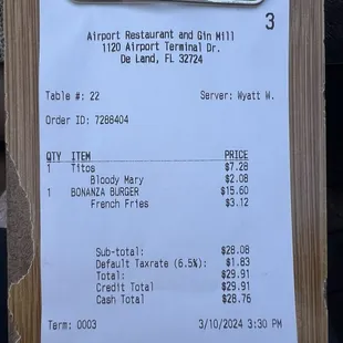 Shady receipt.