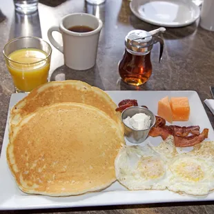 Pancake Breakfast 2 pancakes, 2 eggs, 2 bacon or 2 sausages