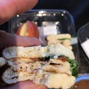 Protein box a little pricey for the amount of protein on the tiny sandwiches. But it's a healthy!