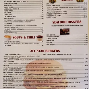 the menu for the restaurant