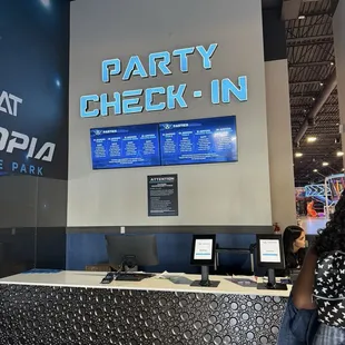 Party check in front and center