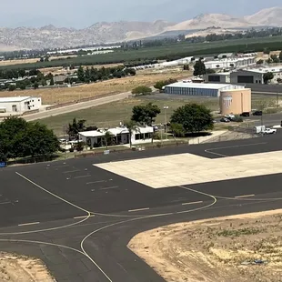 an aerial view of an airport