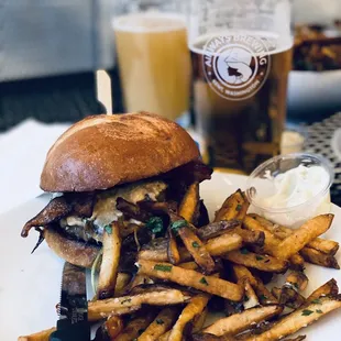 Burger with truffle fries