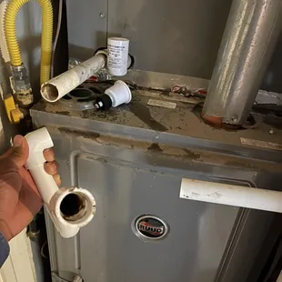 Checking a clogged drain line!