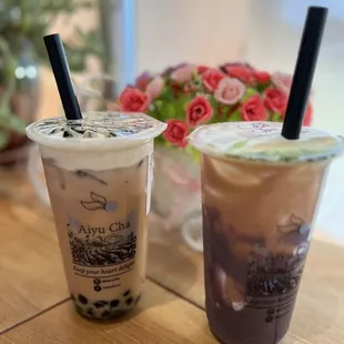 Twilight Taro Milk and Peach Milk Tea