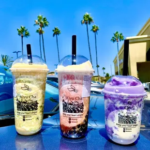 Golden Mango Crush, Strawberry Snow and Cheesy Ube
