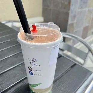 Tiramisu Milk Tea ... this was iced so I&apos;m not sure why they didn&apos;t put it in a clear cup?