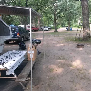 Dirt campsites. No grass.